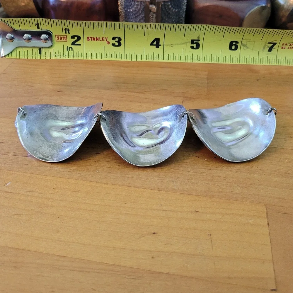 Vintage Modernist Silver Tone Sculptural Panel Bracelet Magnetic Clasp 54g